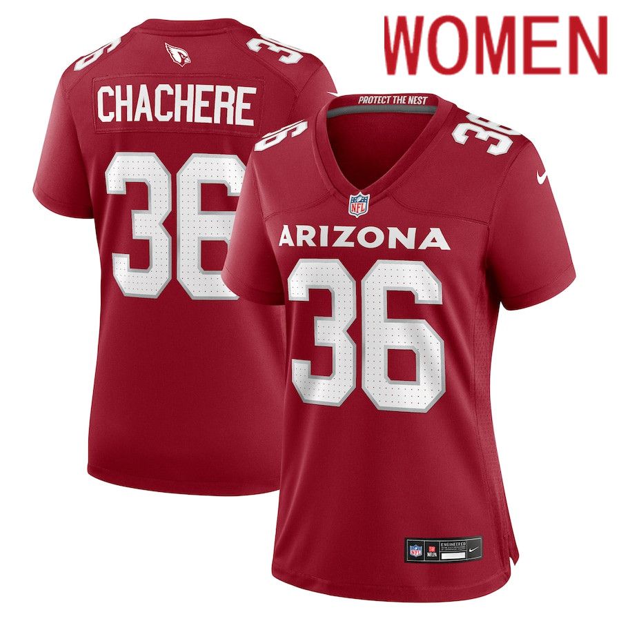 Women Arizona Cardinals #36 Andre Chachere Nike Cardinal Team Game NFL Jersey->->